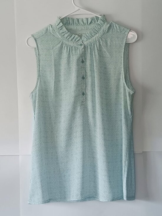 LOFT Tops - LOFT Seafoam Blue Sleeveless Floral Blouse Size M